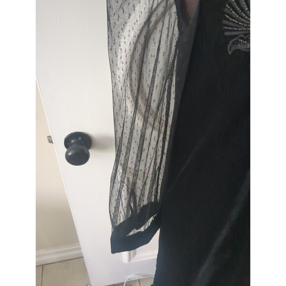 Zara Dress SM Witchy Sheer Sleeves, SweetHeart Neckline Black Velvet Lace - Picture 4 of 13